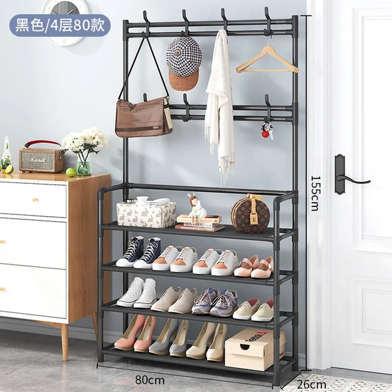 Coat Rack and Shoe Rack Wall for Clothes Floor Hanger Clothes Garment Hanging Storage Wardrobe Coat Shelf Furniture for Home
