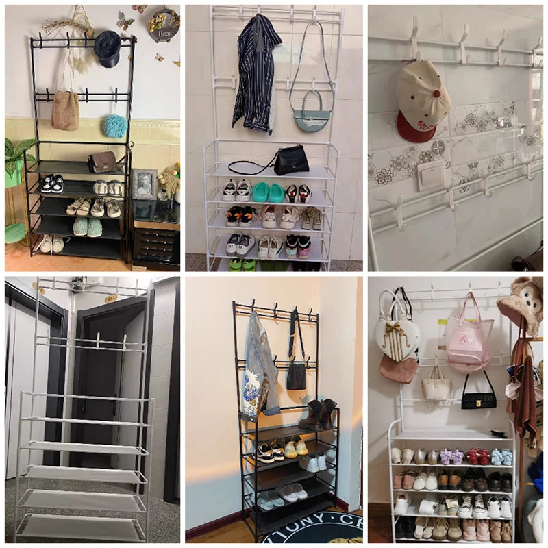 Coat Rack and Shoe Rack Wall for Clothes Floor Hanger Clothes Garment Hanging Storage Wardrobe Coat Shelf Furniture for Home