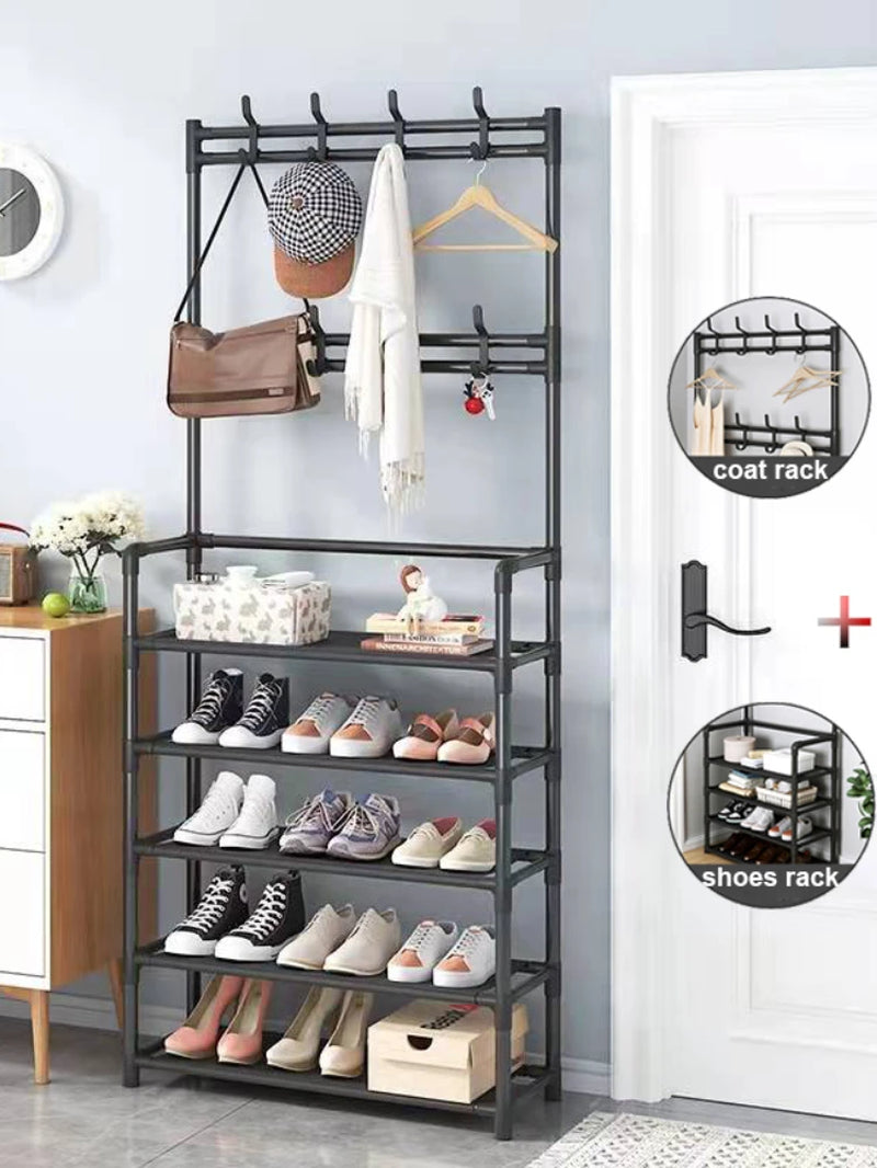 Coat Rack and Shoe Rack Wall for Clothes Floor Hanger Clothes Garment Hanging Storage Wardrobe Coat Shelf Furniture for Home