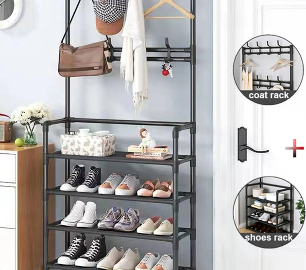 Coat Rack and Shoe Rack Wall for Clothes Floor Hanger Clothes Garment Hanging Storage Wardrobe Coat Shelf Furniture for Home