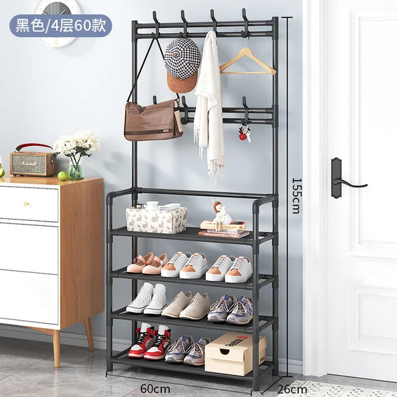 Coat Rack and Shoe Rack Wall for Clothes Floor Hanger Clothes Garment Hanging Storage Wardrobe Coat Shelf Furniture for Home