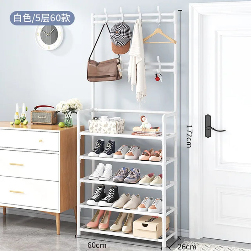 Coat Rack and Shoe Rack Wall for Clothes Floor Hanger Clothes Garment Hanging Storage Wardrobe Coat Shelf Furniture for Home
