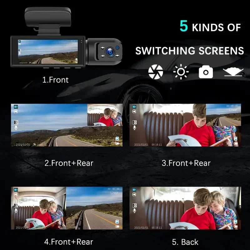 Motion Detection Dash Cam for Car with Wifi Cars 1080P Black Box 3.16 Inch Screen Camera G-Sensor DVR Night Vision Dual Lens Cam