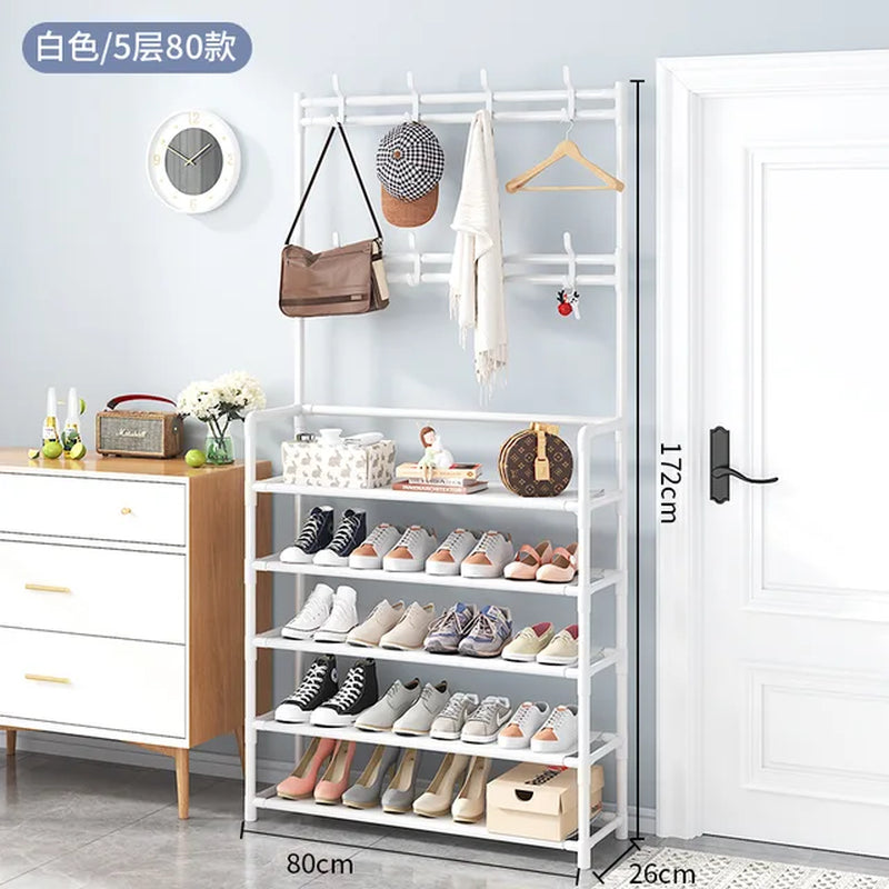 Coat Rack and Shoe Rack Wall for Clothes Floor Hanger Clothes Garment Hanging Storage Wardrobe Coat Shelf Furniture for Home