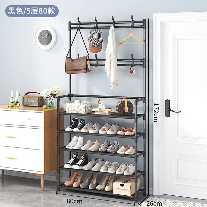 Coat Rack and Shoe Rack Wall for Clothes Floor Hanger Clothes Garment Hanging Storage Wardrobe Coat Shelf Furniture for Home