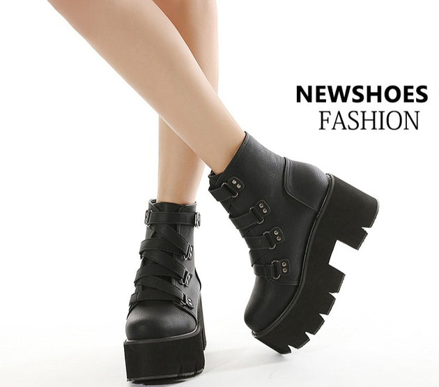 Women's Boots Amazon Thick Bottom Hot Chunky Heel High Heel Booties