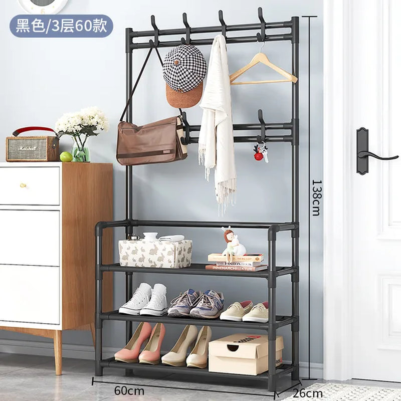 Coat Rack and Shoe Rack Wall for Clothes Floor Hanger Clothes Garment Hanging Storage Wardrobe Coat Shelf Furniture for Home