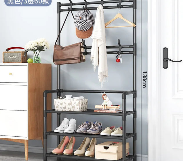 Coat Rack and Shoe Rack Wall for Clothes Floor Hanger Clothes Garment Hanging Storage Wardrobe Coat Shelf Furniture for Home