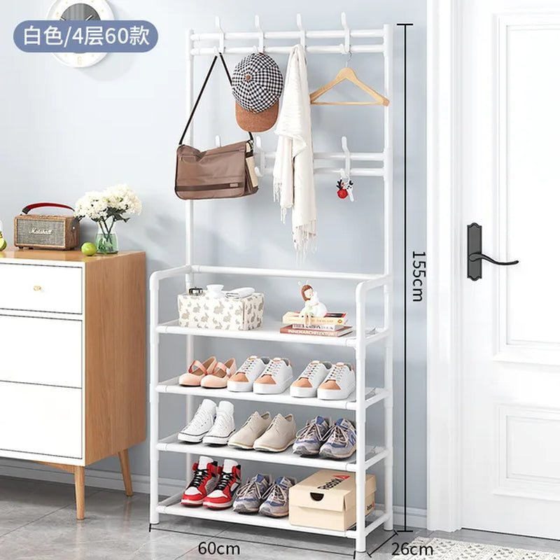 Coat Rack and Shoe Rack Wall for Clothes Floor Hanger Clothes Garment Hanging Storage Wardrobe Coat Shelf Furniture for Home