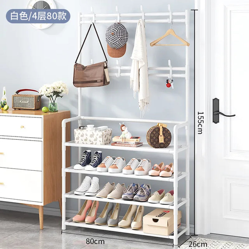 Coat Rack and Shoe Rack Wall for Clothes Floor Hanger Clothes Garment Hanging Storage Wardrobe Coat Shelf Furniture for Home