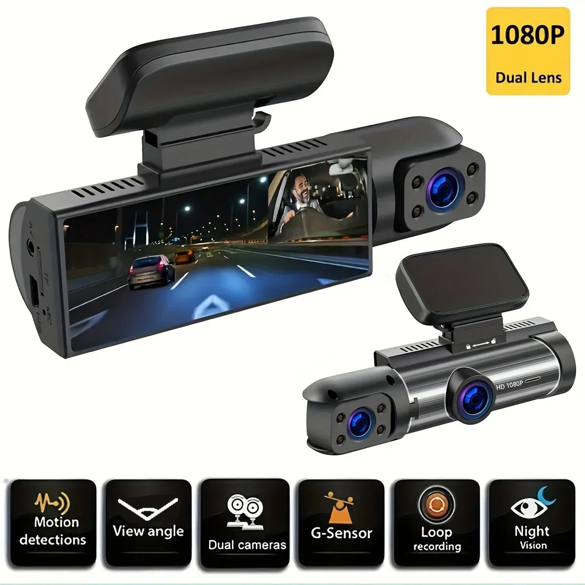 Motion Detection Dash Cam for Car with Wifi Cars 1080P Black Box 3.16 Inch Screen Camera G-Sensor DVR Night Vision Dual Lens Cam