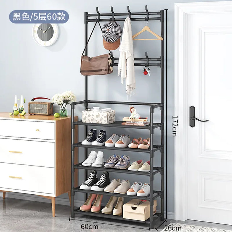 Coat Rack and Shoe Rack Wall for Clothes Floor Hanger Clothes Garment Hanging Storage Wardrobe Coat Shelf Furniture for Home